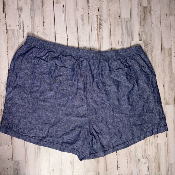 Old Navy Women's 4X Plus Size Shorts High Waisted Linen Blend Chambray Blue - Picture 10 of 16